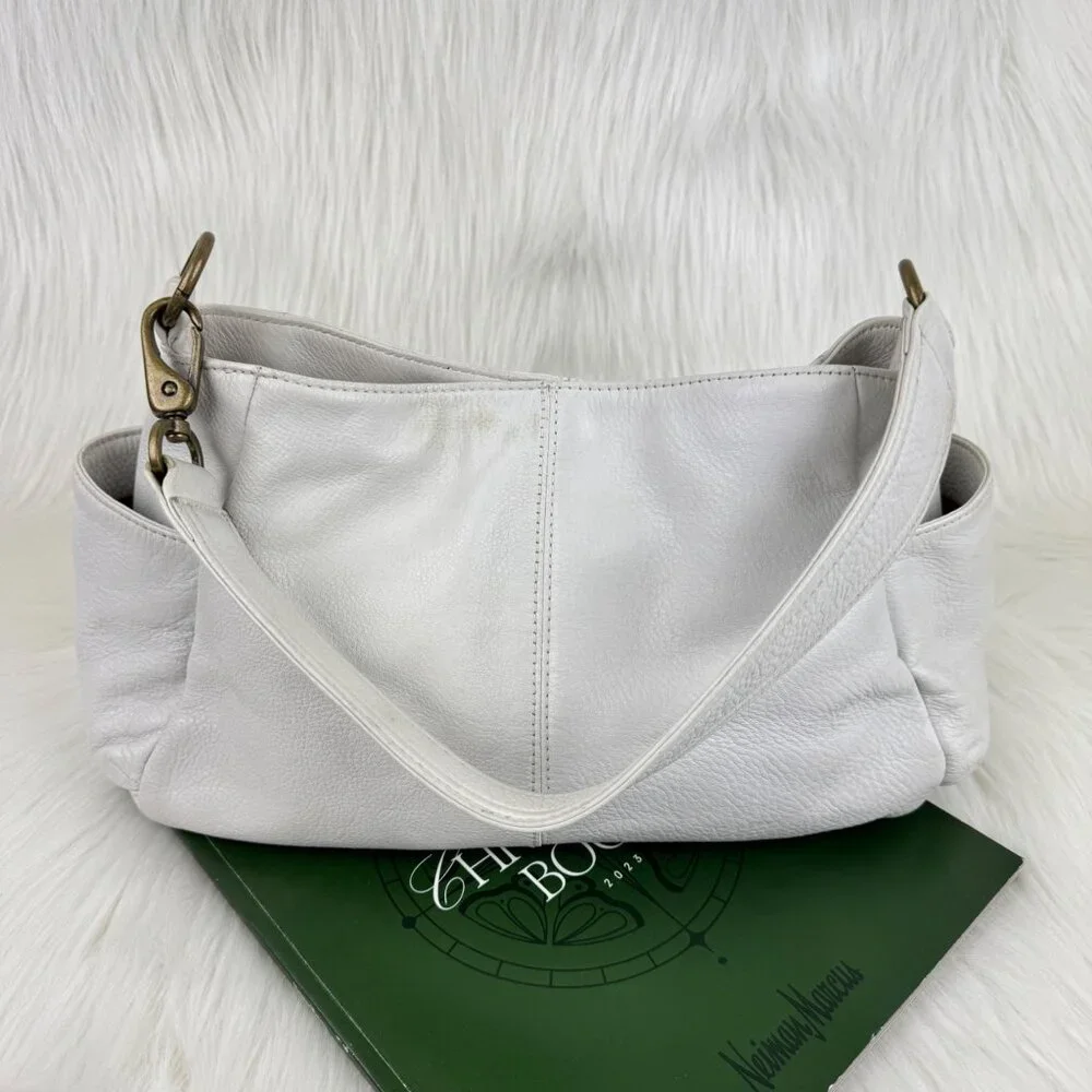 HOBO Cream Leather Hobo Shoulder Bag